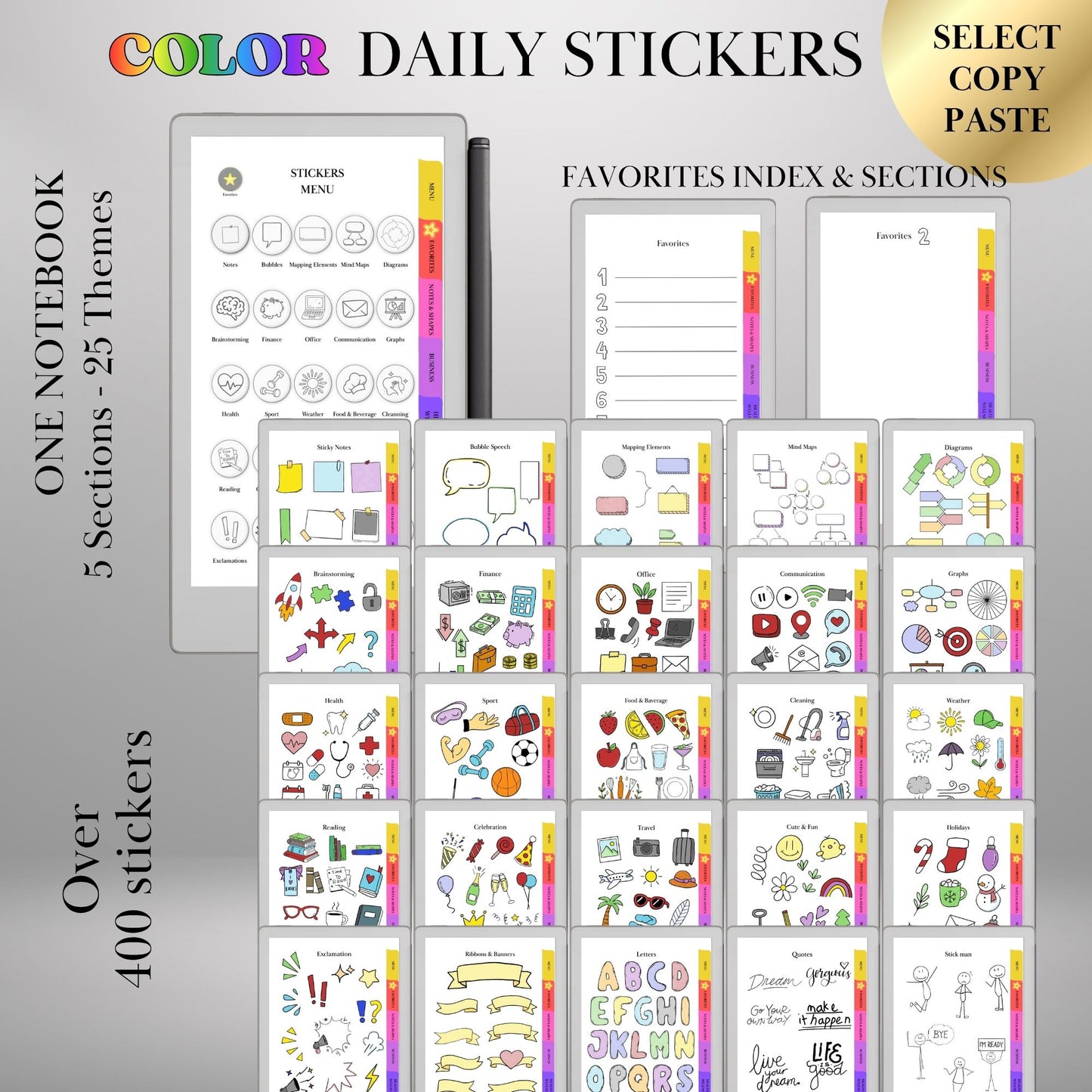 reMarkable Paper Pro Move — Stickers Mega Bundle, 9 packs 2600+