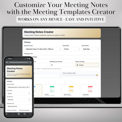 All reMarkable Devices — Meeting Notebook Creator, Custom Hyperlinked Templates