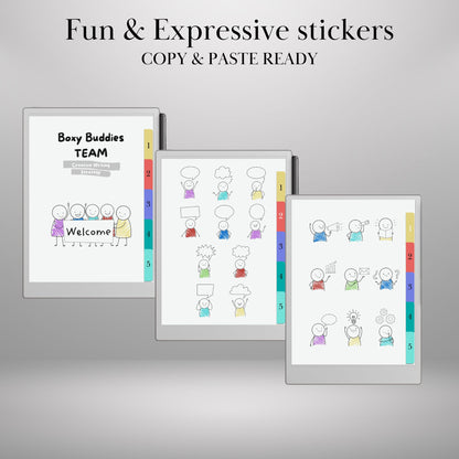 reMarkable Paper Pro & 2 — Boxy Buddies Sticker Pack, copy-paste