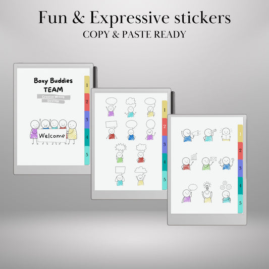 reMarkable Paper Pro & 2 — Boxy Buddies Sticker Pack, copy-paste