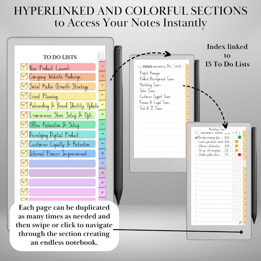 reMarkable Paper Pro Move — To-Do Notebook, task tracker with tabs