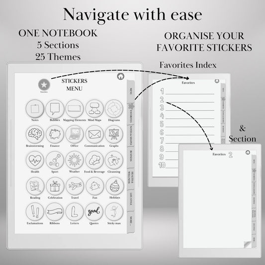 Supernote A5X A6X — Sticker Pack, copy-paste shapes & notes