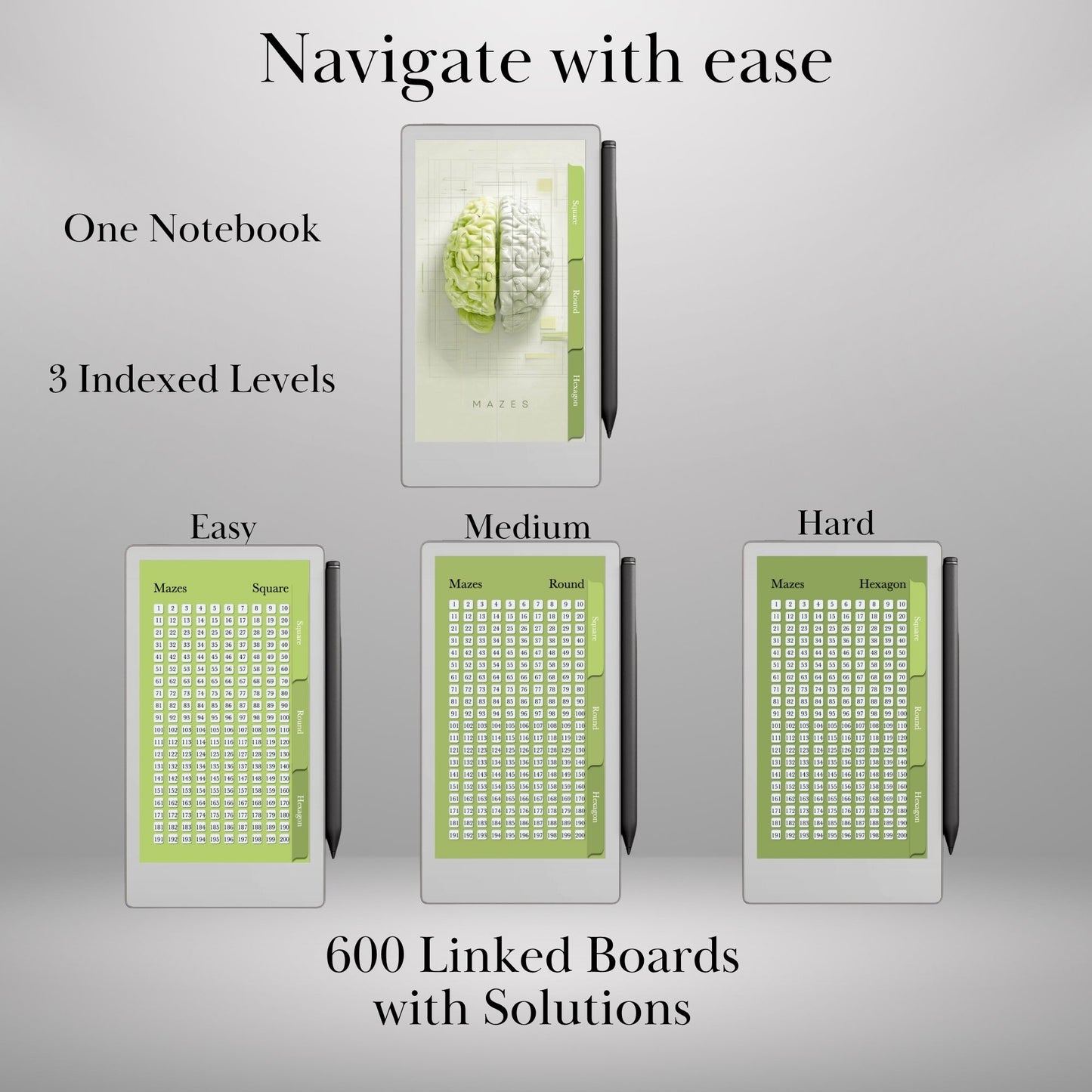 reMarkable Paper Pro Move — Maze Puzzle Book, 600 brain games