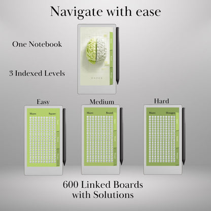 reMarkable Paper Pro Move — Maze Puzzle Book, 600 brain games