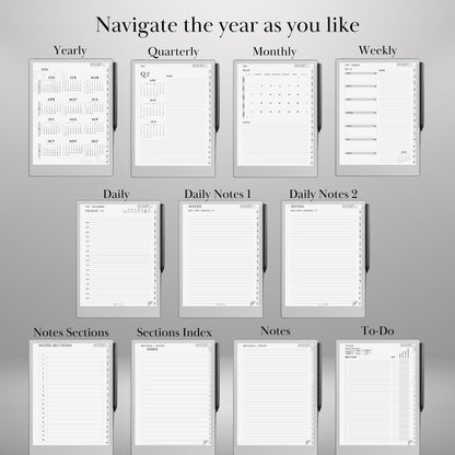 2026 Daily Planner for reMarkable 2 & Pro: Hyperlinked Digital Notebook (Digital Download))