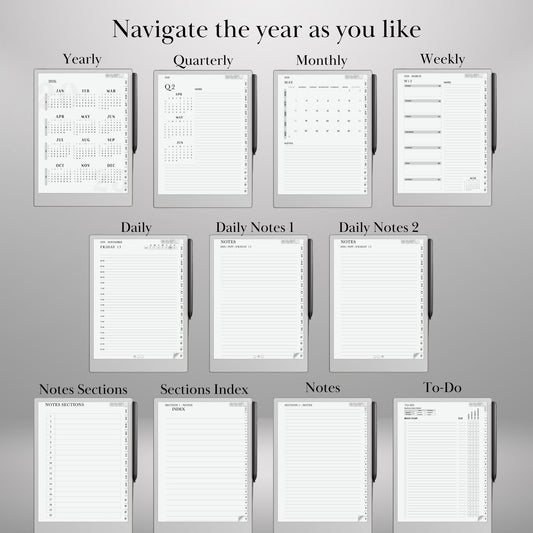 2026 Daily Planner for reMarkable 2 & Pro: Hyperlinked Digital Notebook (Digital Download))