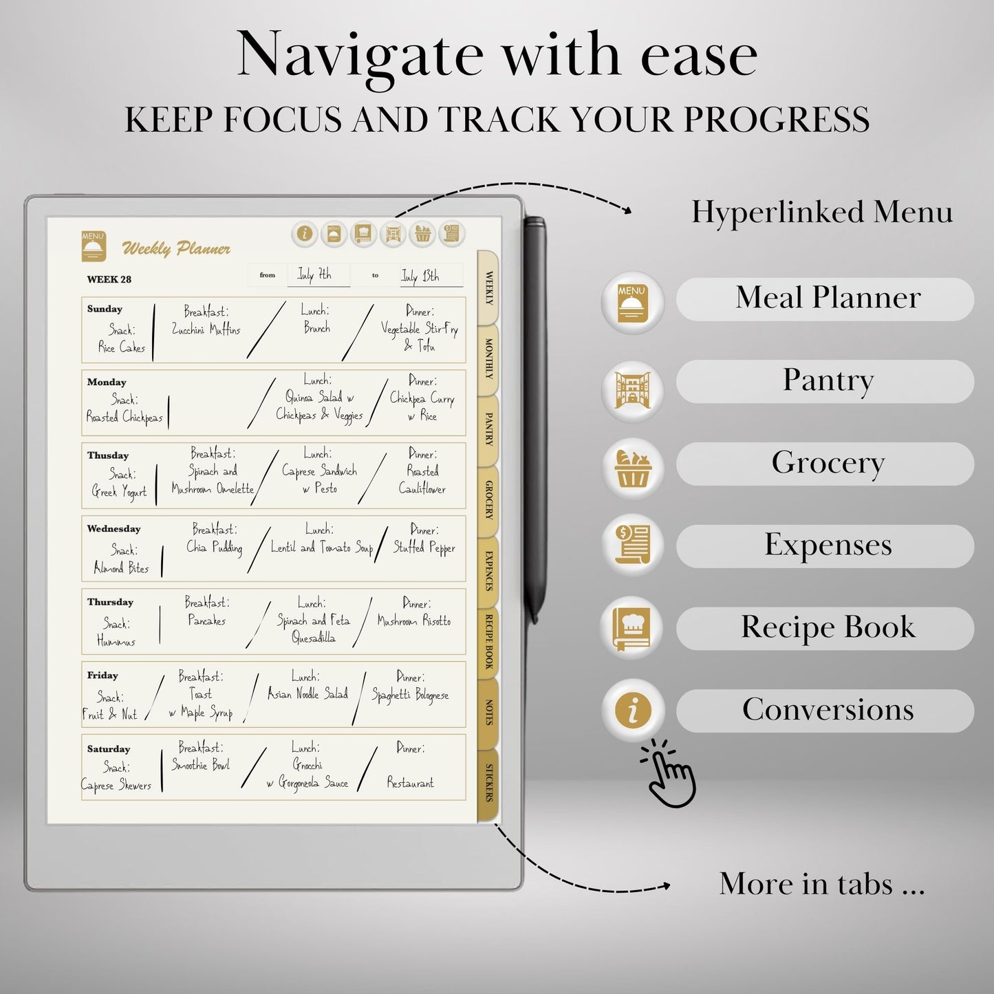 reMarkable Paper Pro — Meal Planner, grocery & recipe organizer