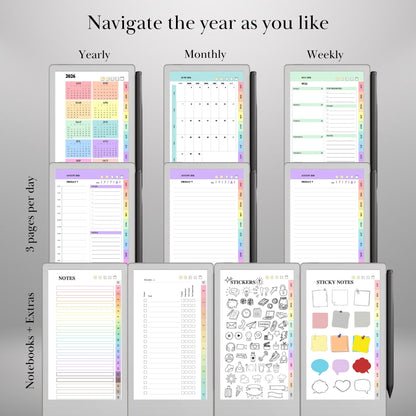 reMarkable Paper Pro Move — Daily Planner 2026-2027, dated calendar