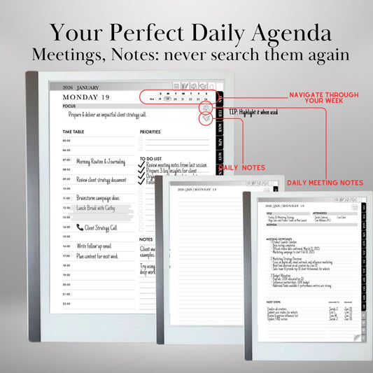 2026 Digital Planner for reMarkable 2 & Paper Pro: Hyperlinked Productivity Notebook (PDF Download)