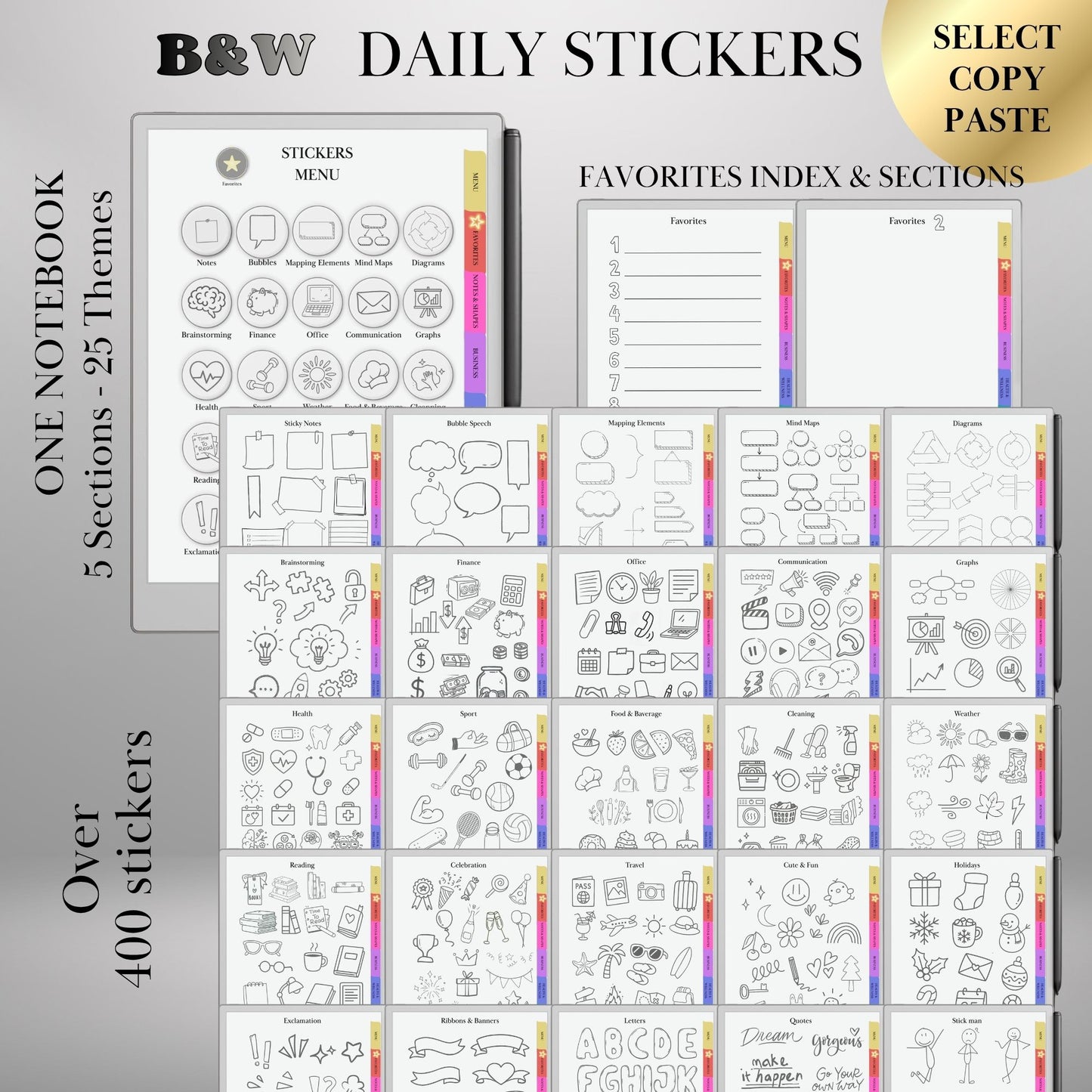 reMarkable Paper Pro — Stickers Mega Bundle, 9 packs 2600+