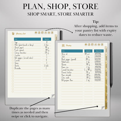 reMarkable Paper Pro — Meal Planner, grocery & recipe organizer