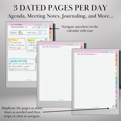 2026 Daily Journal Planner for reMarkable: Hyperlinked Digital Notebook (PDF Download
