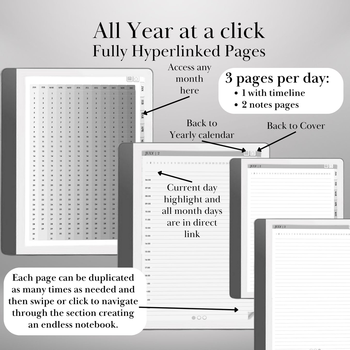 Kindle Scribe — Perpetual Calendar, undated daily & weekly planner