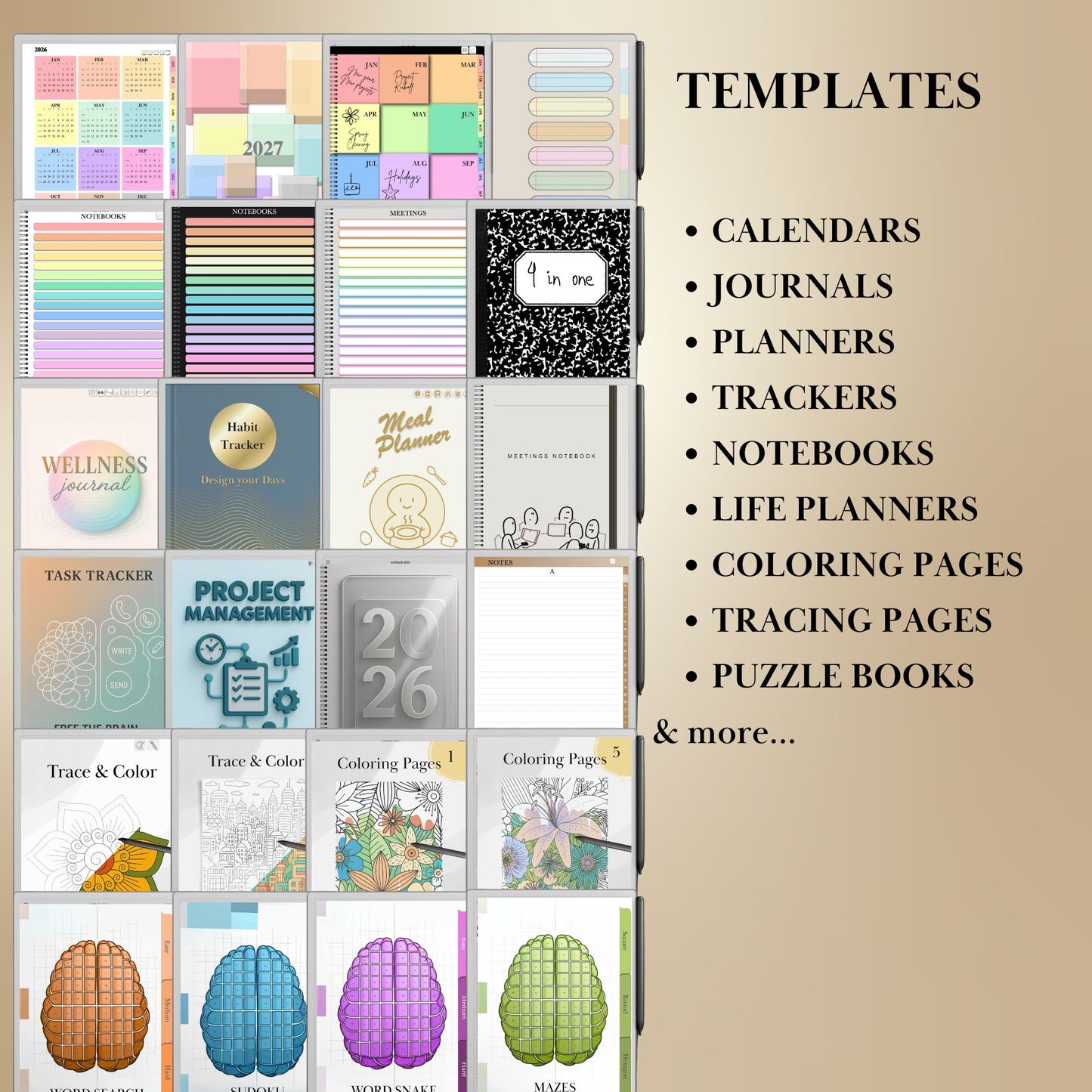 reMarkable Paper Pro & 2 — Full Shop Access, 130+ templates & tools