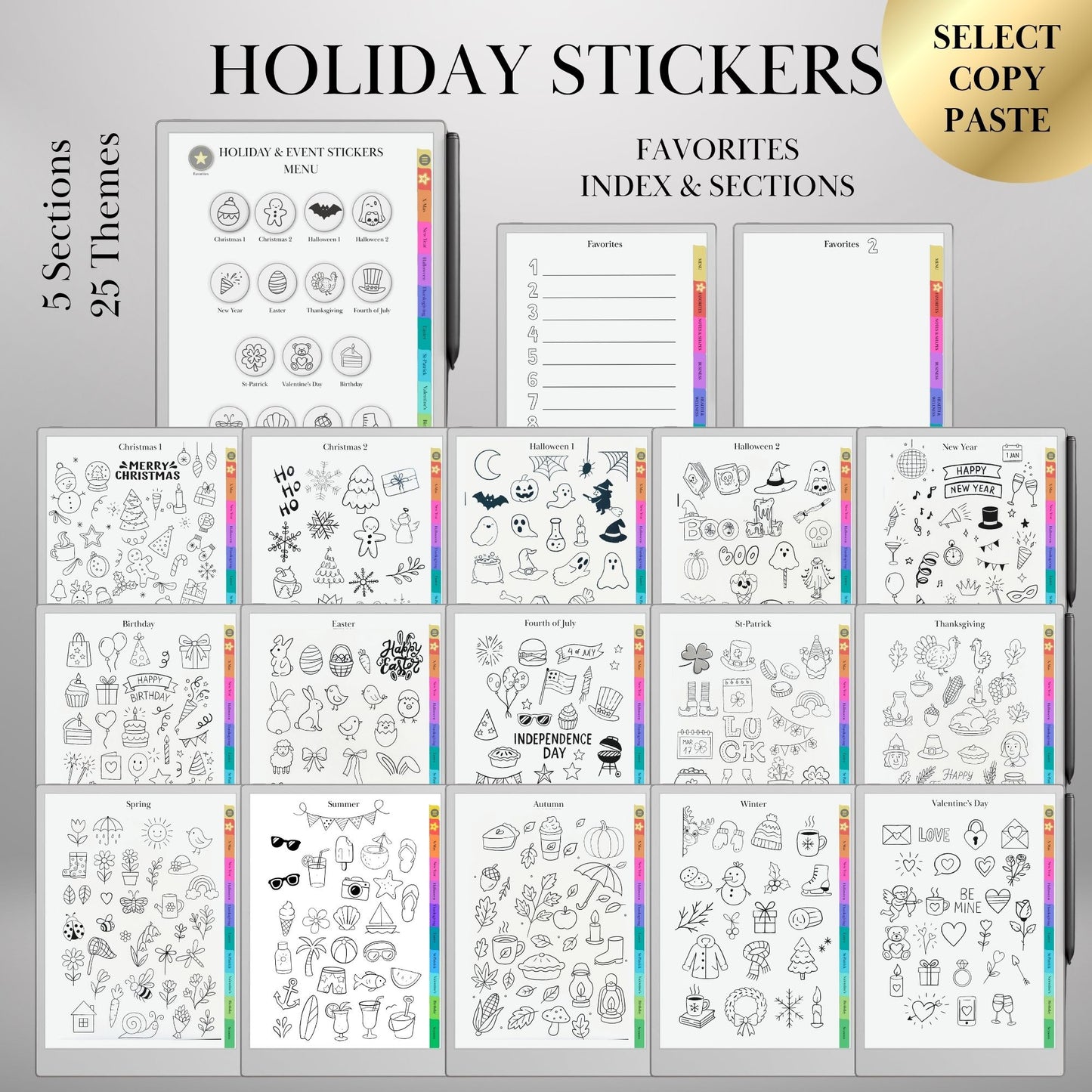 reMarkable Paper Pro — Stickers Mega Bundle, 9 packs 2600+