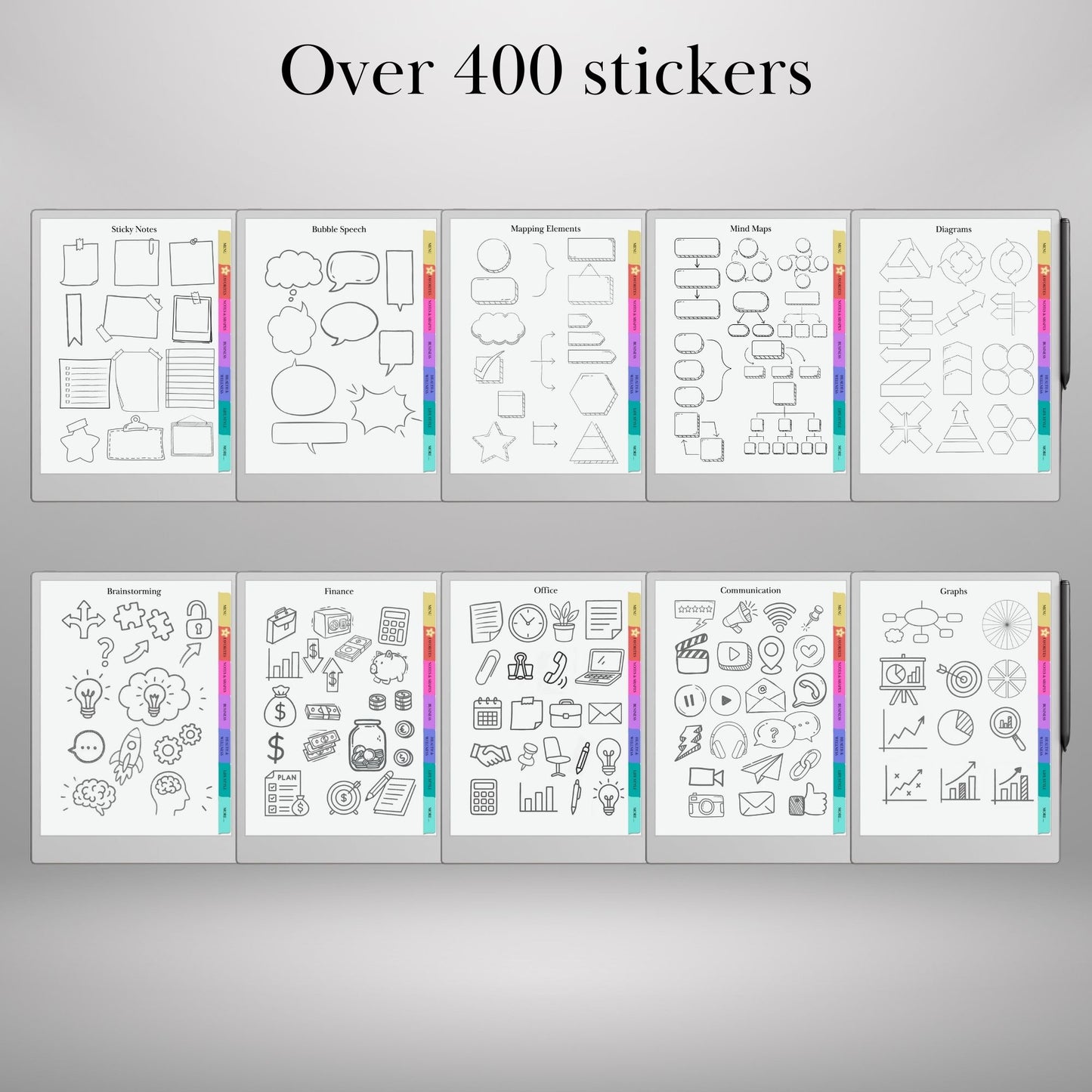 Ready-to-Use Stickers for reMarkable Paper Pro and reMarkable 2 Copy Paste Stickers, Notes, Shapes and Mind Maps reMarkable Templates Eink