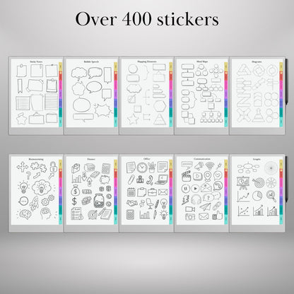 Ready-to-Use Stickers for reMarkable Paper Pro and reMarkable 2 Copy Paste Stickers, Notes, Shapes and Mind Maps reMarkable Templates Eink