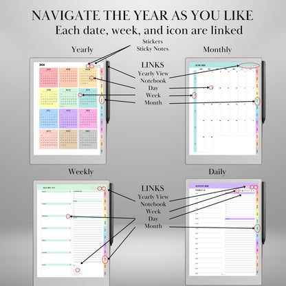 reMarkable Paper Pro — Daily Planner 2026-2027, dated calendar