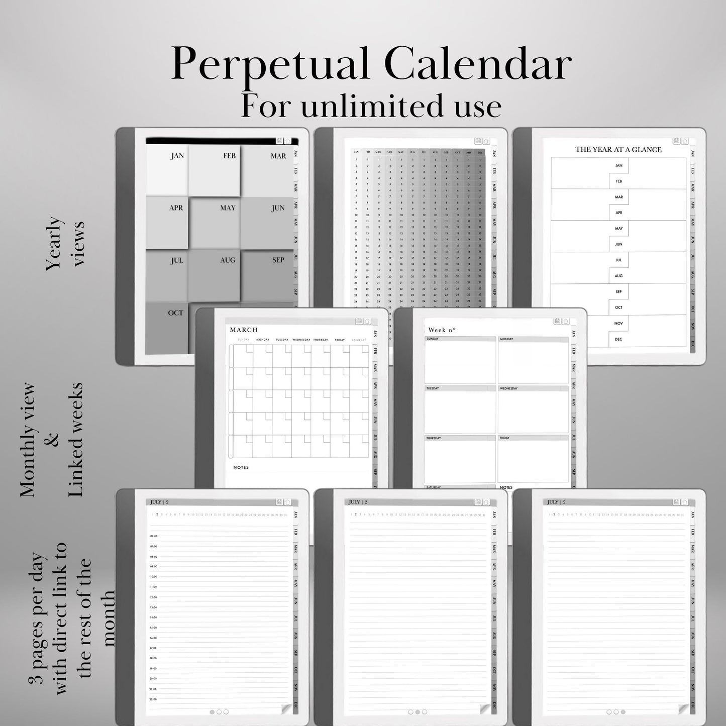 Kindle Scribe — Perpetual Calendar, undated daily & weekly planner