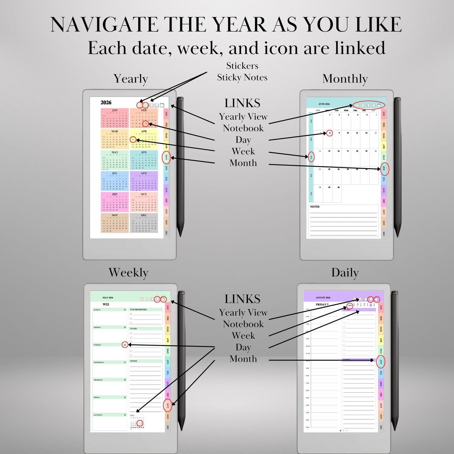 reMarkable Paper Pro Move — Daily Planner 2026-2027, dated calendar