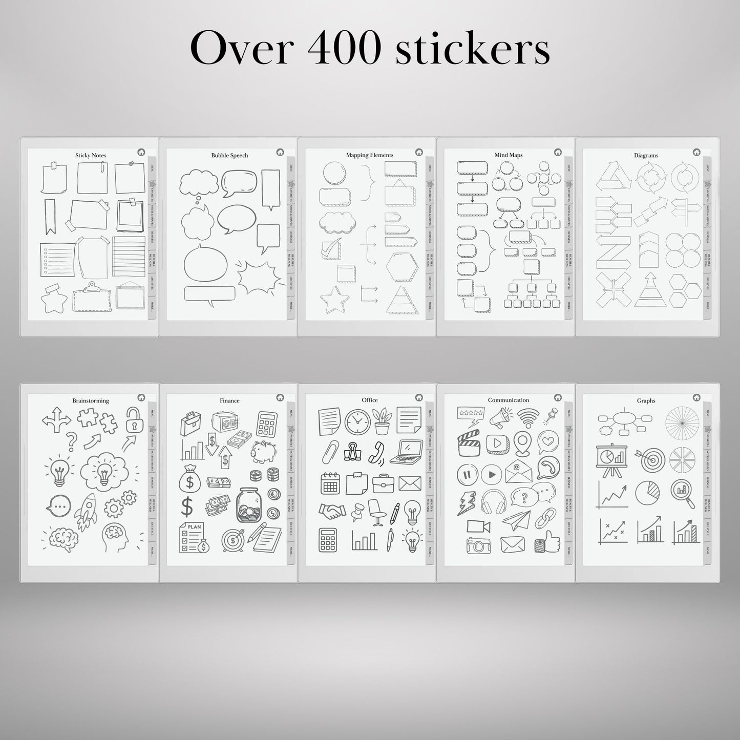 Supernote A5X A6X — Sticker Pack, copy-paste shapes & notes