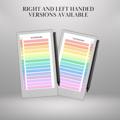 Infinite Notebooks for reMarkable Paper Pro Move Hyperlinked PDF Template Colored Notebooks templates Digital Notebooks eInk