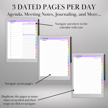 reMarkable Paper Pro — Daily Planner 2026-2027, dated calendar
