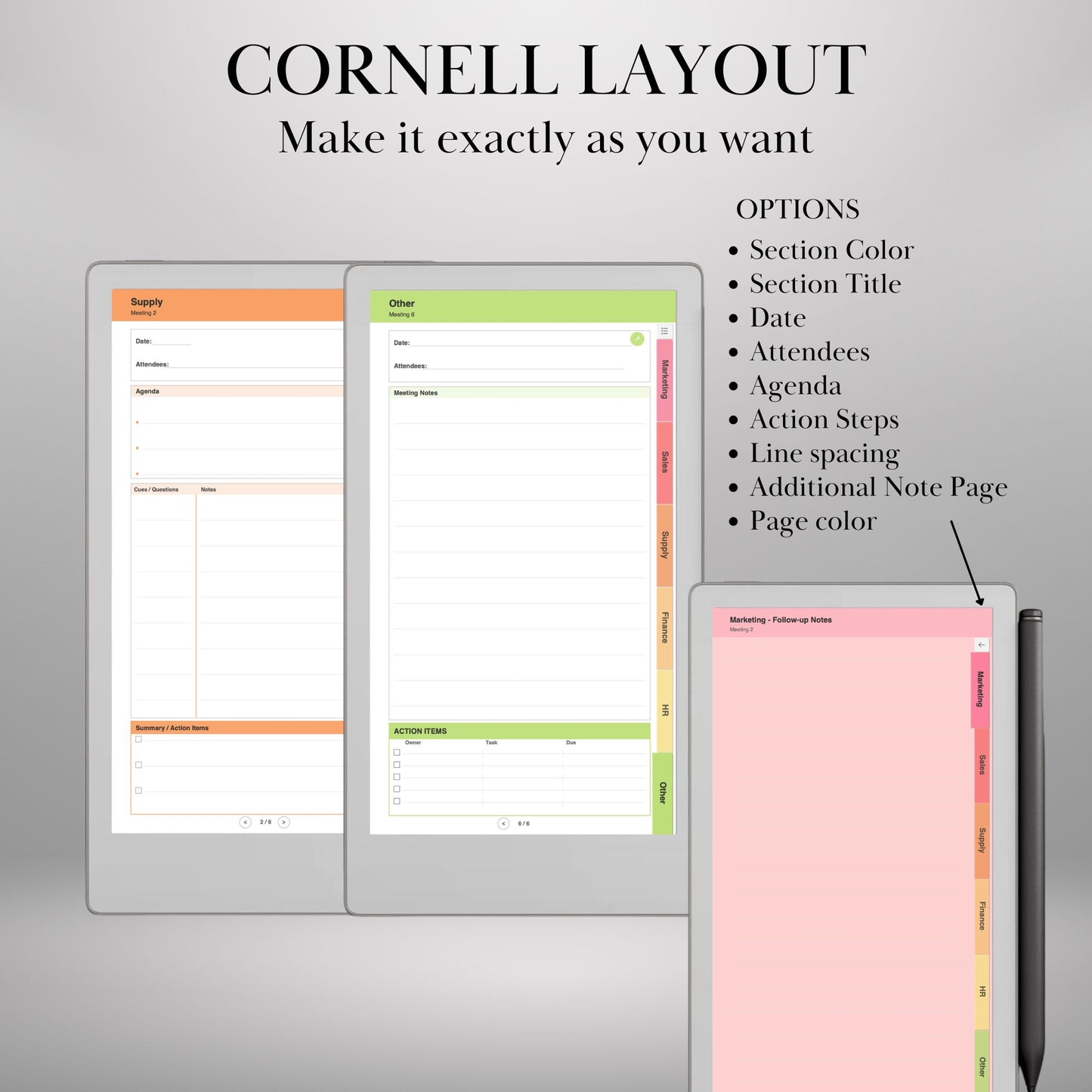 All reMarkable Devices — Meeting Notebook Creator, Custom Hyperlinked Templates