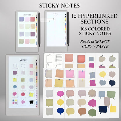 Starter Kit for reMarkable Paper Pro Move Templates Bundle with Calendar, Infinite Notebook, Ready-to-use Stickers & Sticky Notes and Covers