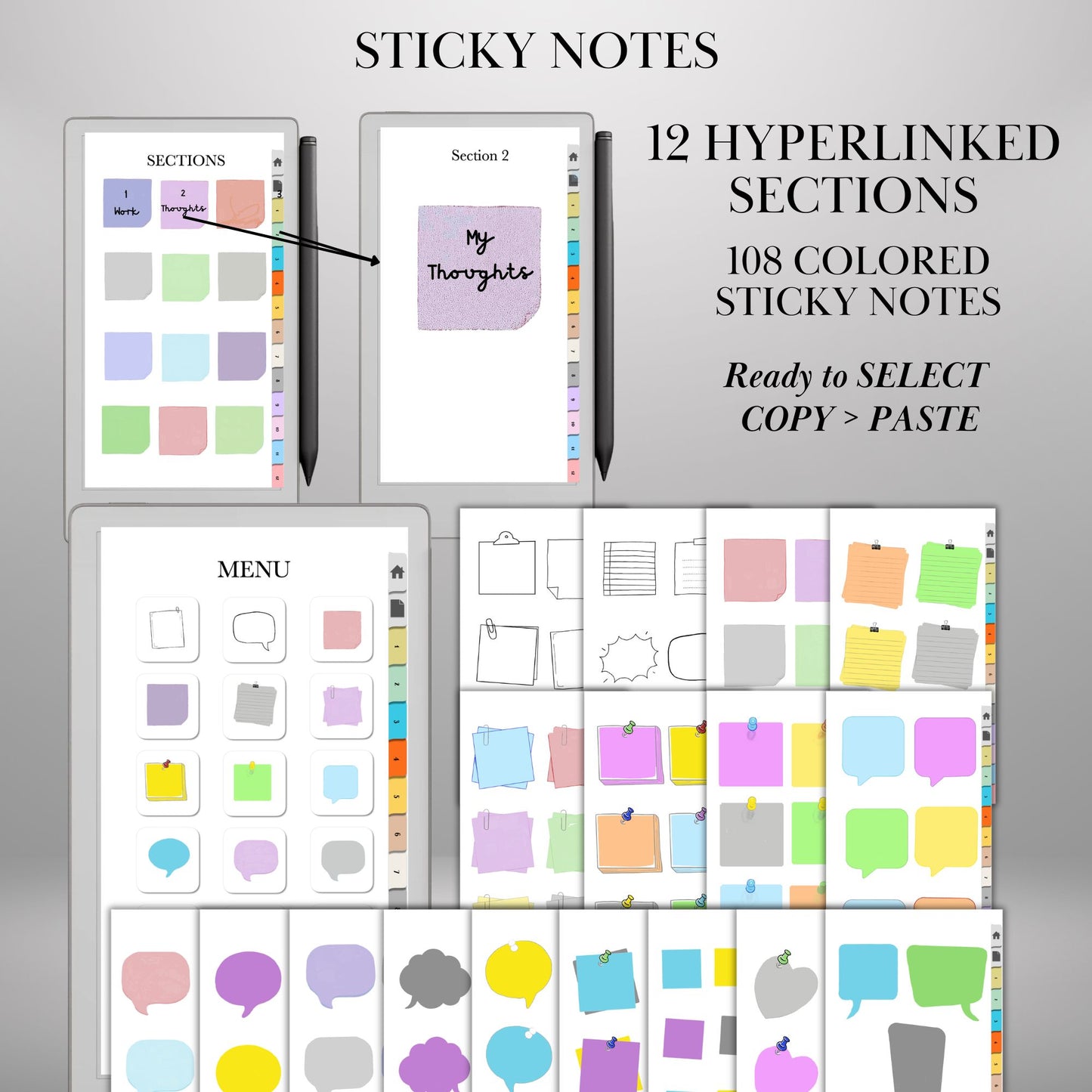 reMarkable Paper Pro Move — Stickers Mega Bundle, 9 packs 2600+