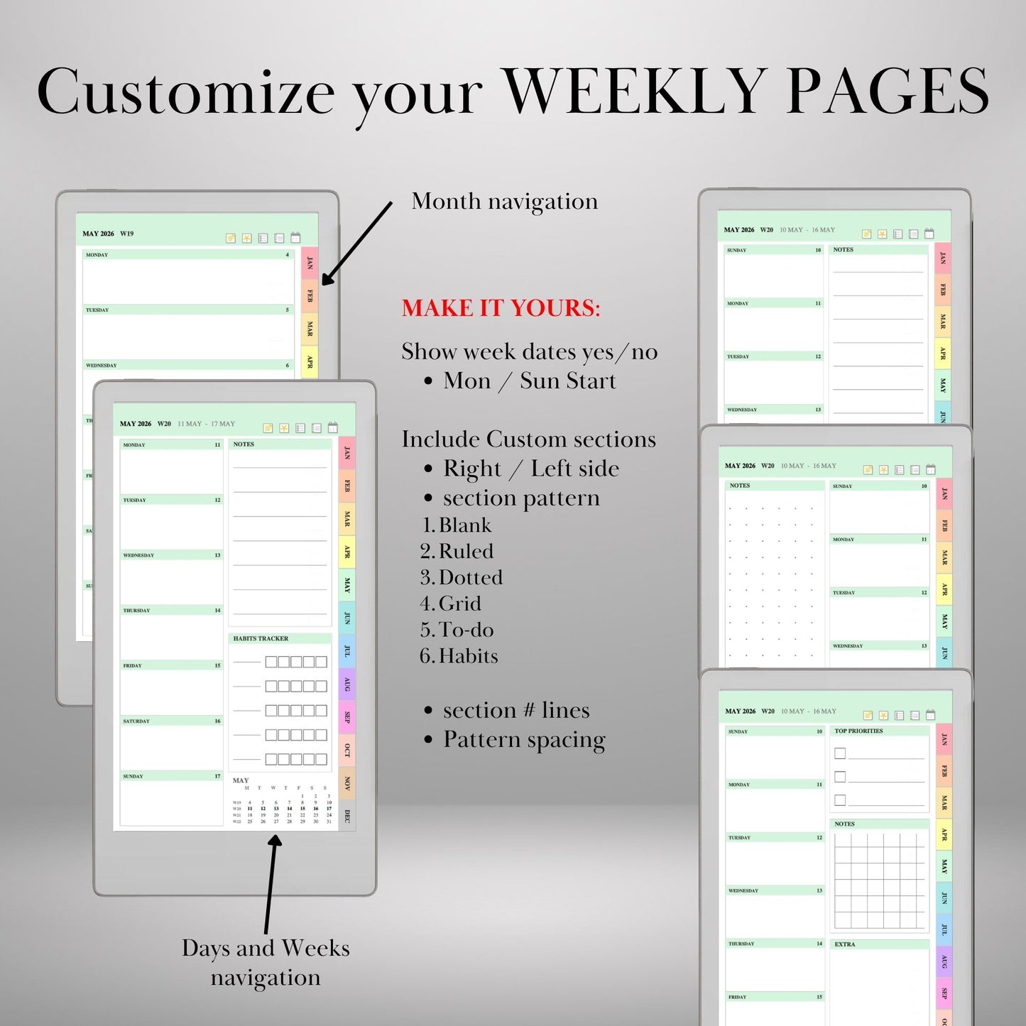 All Devices — Calendar Planner Creator 2026 2027, Make Your Own Yearly Monthly Weekly Daily Planner