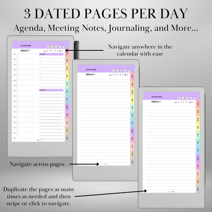 reMarkable Paper Pro Move — Daily Planner 2026-2027, dated calendar