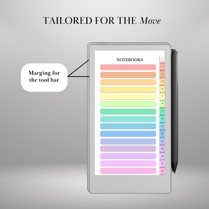 Infinite Notebooks for reMarkable Paper Pro Move Hyperlinked PDF Template Colored Notebooks templates Digital Notebooks eInk