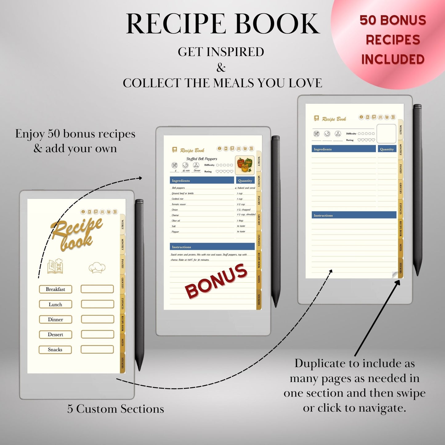 reMarkable Paper Pro Move — Meal Planner, grocery & recipe book