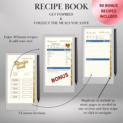 reMarkable Paper Pro Move — Meal Planner, grocery & recipe book