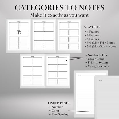 Supernote A5X A6X — To-Do Notebook Creator, Custom Hyperlinked Task Planner