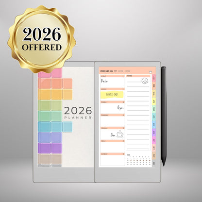 reMarkable Paper Pro Move — Weekly Planner 2027, dated calendar Sun & Mon start, portrait & landscape