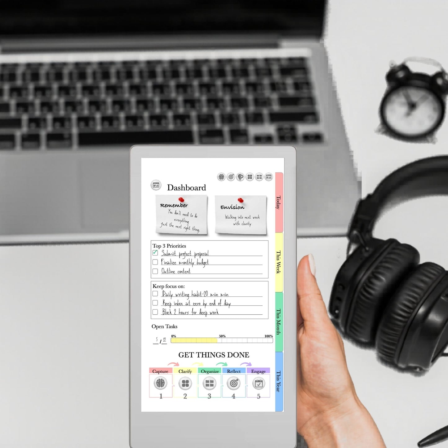 reMarkable Paper Pro Move — GTD Task Tracker, brain dump & projects