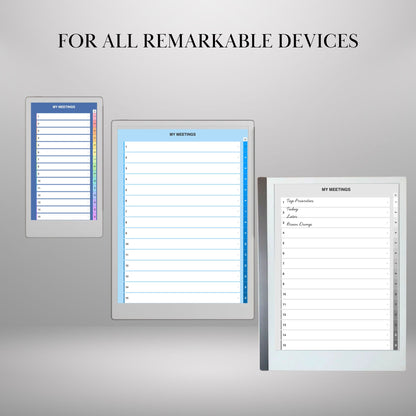 All reMarkable Devices — Meeting Notebook Creator, Custom Hyperlinked Templates