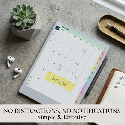 reMarkable Paper Pro — Monthly Planner 2027, full-page calendar & year overview
