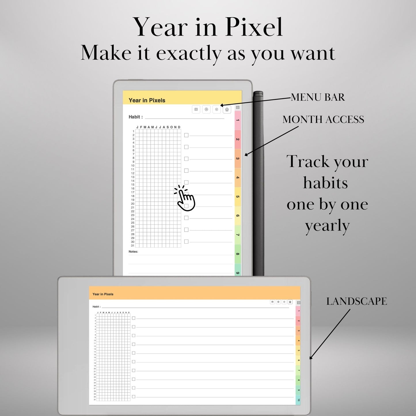 All reMarkable Devices — Habit Tracker Creator, Custom Hyperlinked Habit Tracker