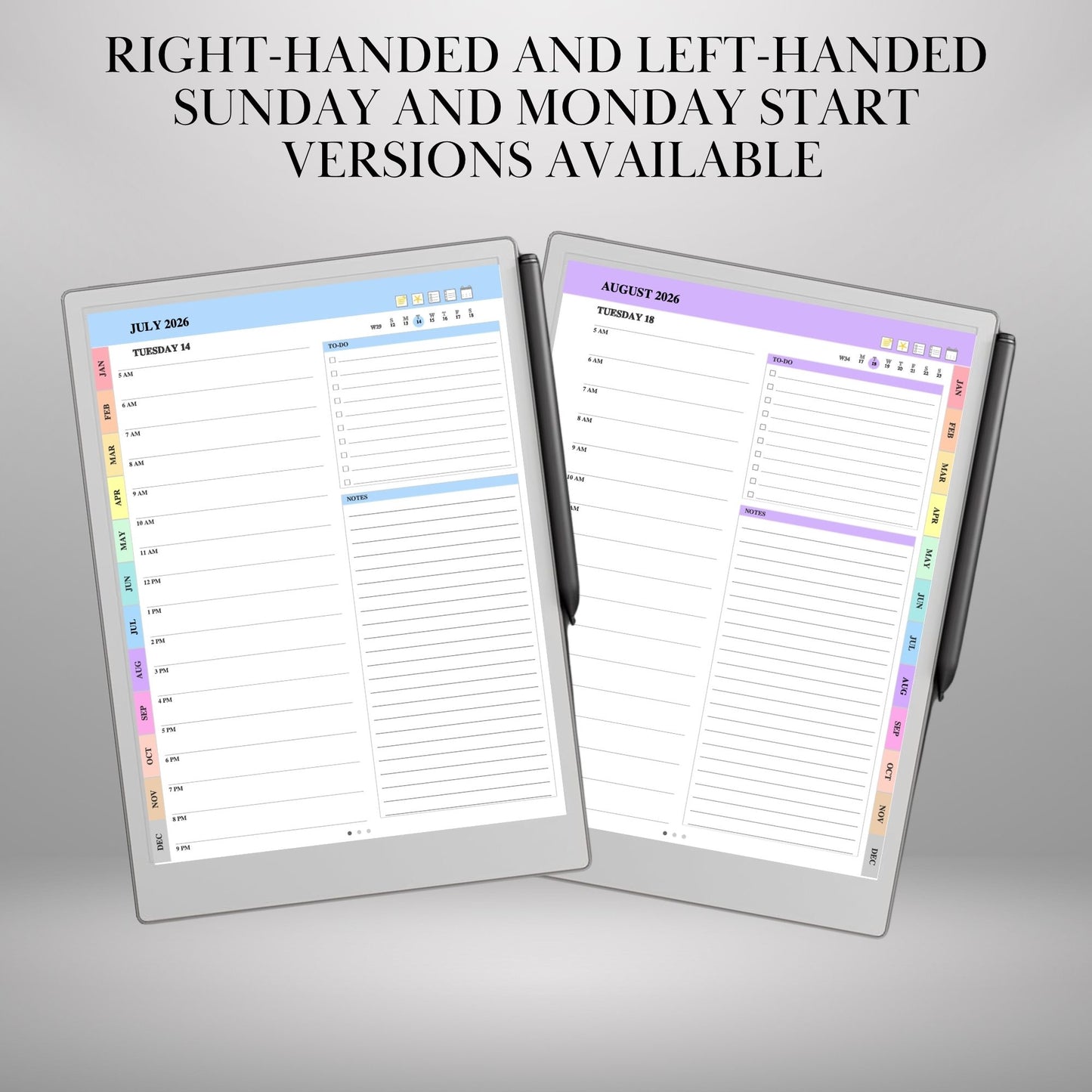 reMarkable Paper Pro — Daily Planner 2026-2027, dated calendar
