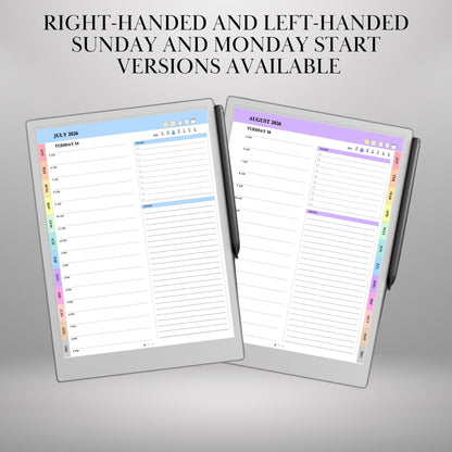 reMarkable Paper Pro — Daily Planner 2026-2027, dated calendar