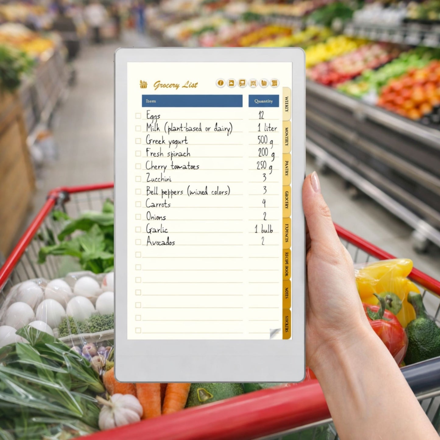 reMarkable Paper Pro Move — Meal Planner, grocery & recipe book
