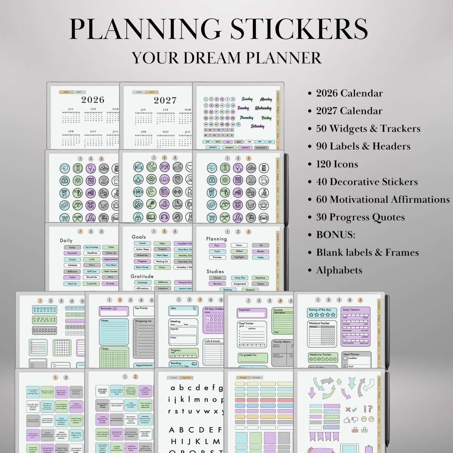 reMarkable Paper Pro — Stickers Mega Bundle, 9 packs 2600+