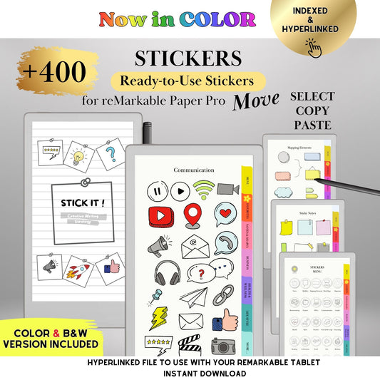 reMarkable Paper Pro Move — Color Sticker Pack, shapes & mind maps