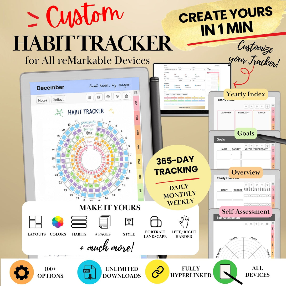 All reMarkable Devices — Habit Tracker Creator, Custom Hyperlinked Habit Tracker