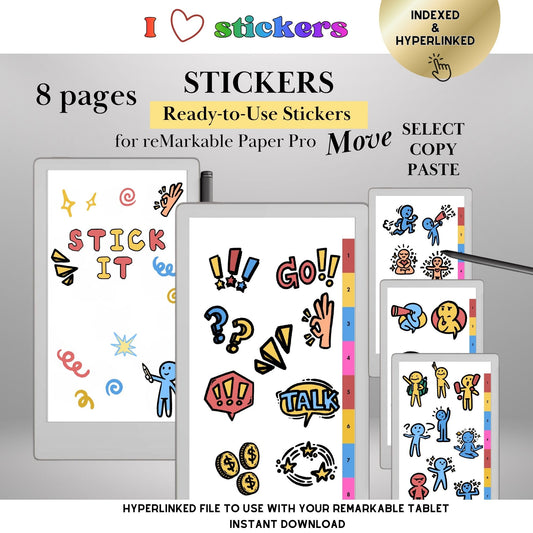 reMarkable Paper Pro Move — Color Sticker Pack, 400+ copy-paste