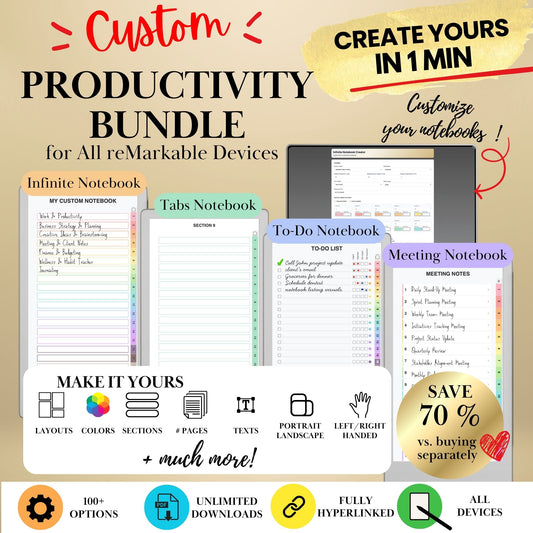 reMarkable All Devices — Custom Productivity Bundle Creator, 4 Notebooks
