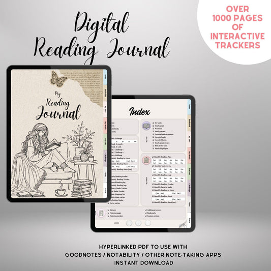 Digital Reading Journal | Digital Reading Planner GoodNotes, Ipad | Book Lovers’ Reading Log, Reading Tracker, Book Shelf, Book Review